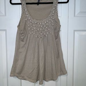 Beige and White Striped Blouse